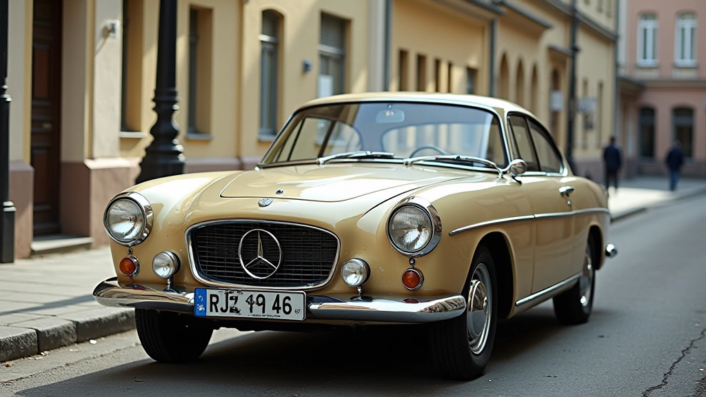 Gražūs europietiški automobiliai iš 1950-1980 metų, klasikinis dizainas, šviesi bėgtis